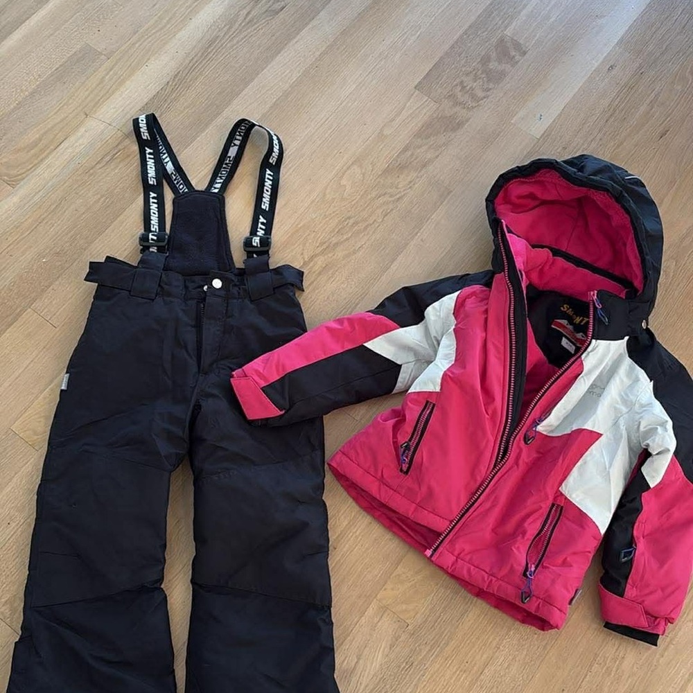 Pink and Black Ski Jacket and Pants Set